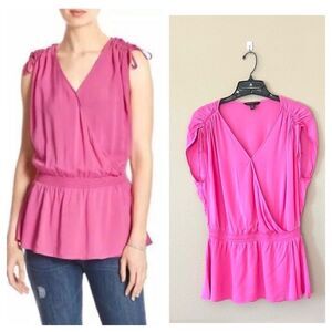 Banana Republic Pink Tie Shoulder Peplum Blouse